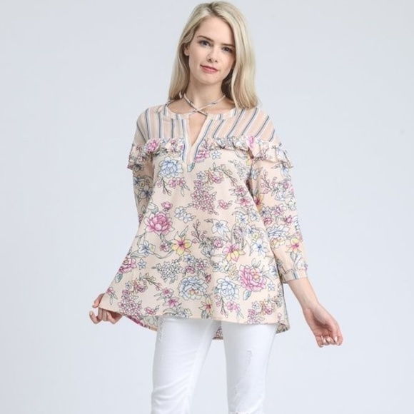 Jodifl Mix Pattern Top - Picture 6 of 7